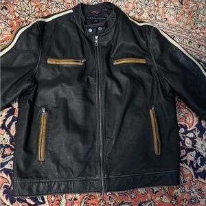 Vintage Tommy Hilfiger Black Jacket with Tan Accents